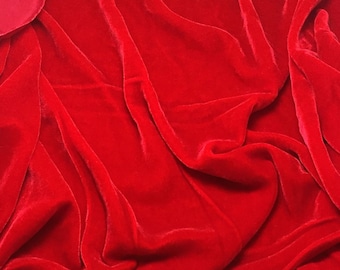 SCARLET RED Silk Velvet Fabric