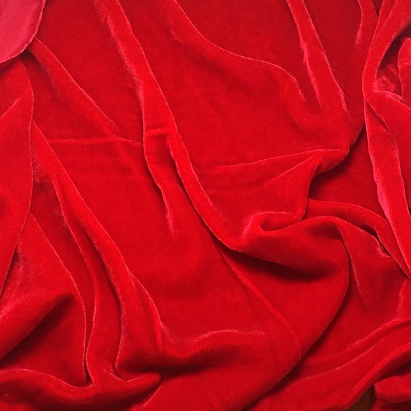 SCARLET RED Silk Velvet Fabric