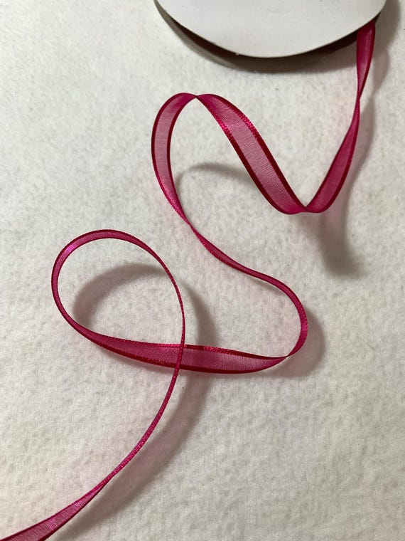 pink none - Raspberry Pink Organdy Organza Ribbon - 3/8" wide - 5 Yards - Made in Japan