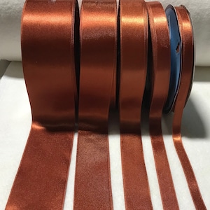 Rust Double Sided Satin Ribbon - Made in France (6 Widths to choose from)