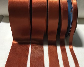 Rust Double Sided Satin Ribbon - Made in France (6 Widths to choose from)