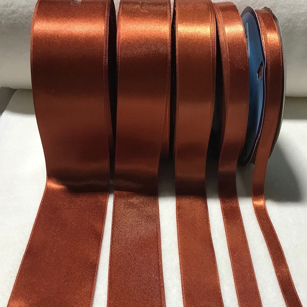 Rust Double Sided Satin Ribbon - Made in France (6 Widths to choose from)