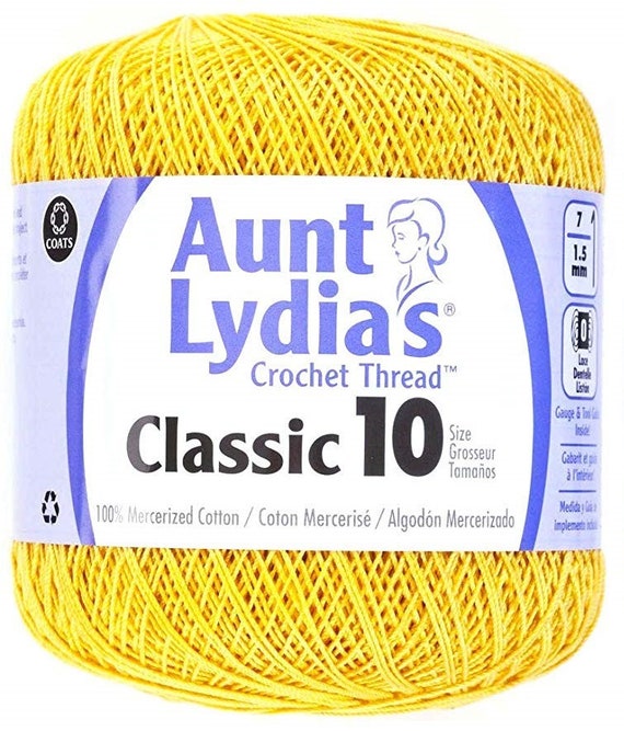 yellow none - Coats Aunt Lydia's Crochet Cotton Thread Classic Size 10; Golden Yellow (154-422) 350 Yards