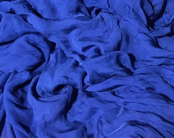 Teint à la main bleu Denim - tissu Organza de soie doux