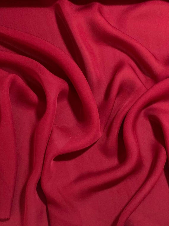 wine chiffon fabric - Red Wine - 16mm Silk Crepe Georgette Chiffon Fabric