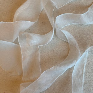 White 100% Silk Sheer Crinkle Chiffon Ribbon ( 4 Widths to choose from)