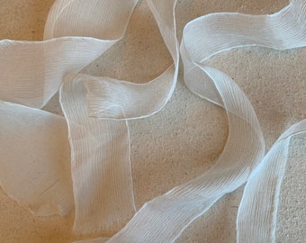 White 100% Silk Sheer Crinkle Chiffon Ribbon ( 4 Widths to choose from)