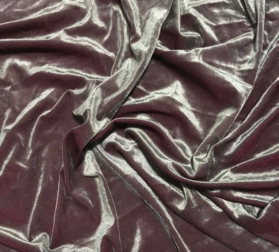 Iridescent Pewter/ Burgundy Stretch Polyester Velvet Fabric - Etsy