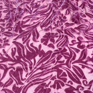 BOYSENBERRY PURPLE Floral Burnout Hand Dyed Silk Velvet Fabric