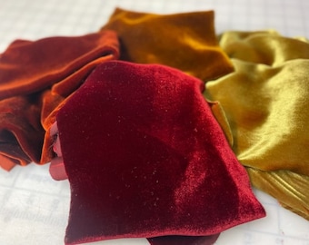 Silk VELVET Autumn Fabric Sample Set Remnants Lot 6"x45" each