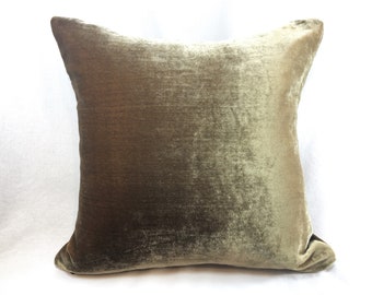 Silk Velvet Pillow Cover in ANTIQUE GOLD Handmade