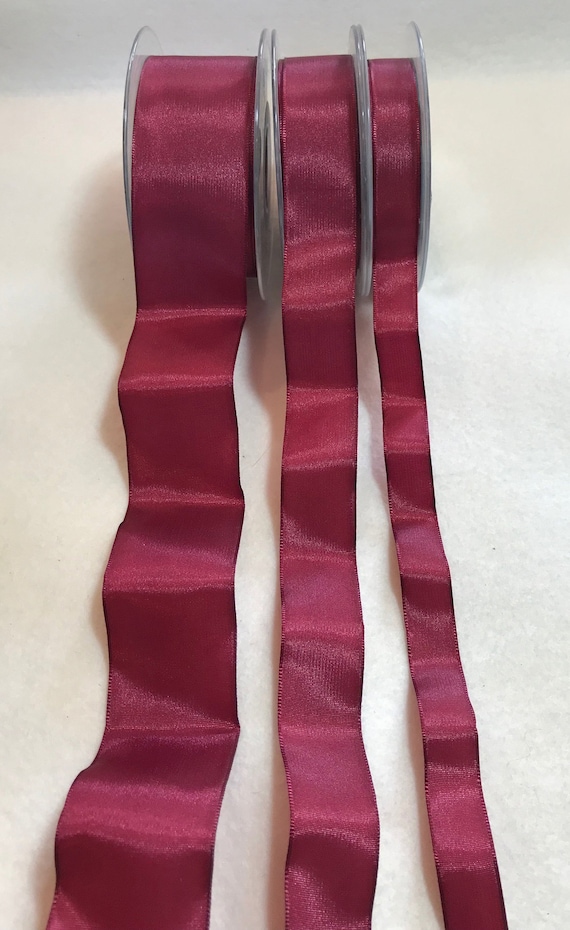 burgundy none - Burgundy Red Wired Taffeta Ribbon - Made in France (3 Widths to choose from)