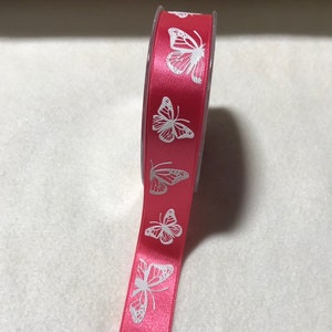 Rosa Schmetterling Satinband Borte Made in France 1&quot;breit