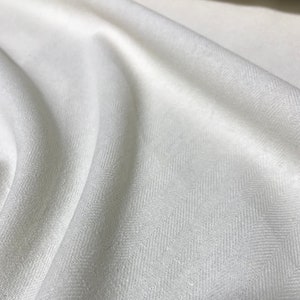 Natural White Raw Silk Herringbone Weave Noil Fabric