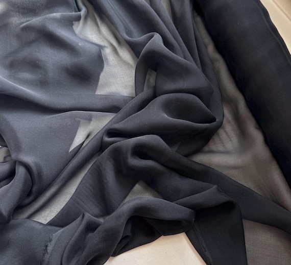 Black - Soft Silk Organza Fabric (Also called Flat Chiffon) 6 momme weight