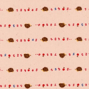 Chibi Pri Hedgehog Pink - Kokka Japan Cotton Oxford Fabric