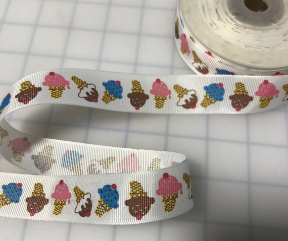 cream none - Ice Cream Cone Grosgrain Ribbon Trim 1" Made in France