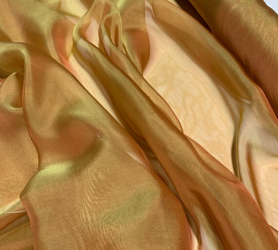 Buy Reddish Gold Iridescent Silk Chiffon Fabric Online in India Etsy