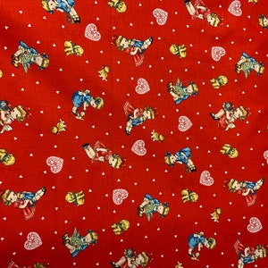Dear Little World: Margaret & Sophie - Retro Children on Red - Quilt Gate Cotton Shirting Fabric