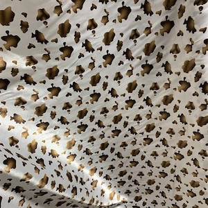 Brown & White Cow Spots - Faux Silk Charmeuse Satin Fabric