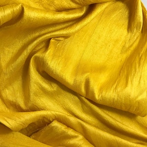 Hand Dyed Mustard Yellow - Silk Dupioni Fabric