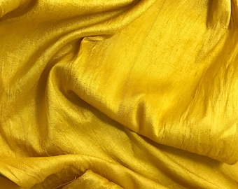 Hand Dyed Mustard Yellow - Silk Dupioni Fabric