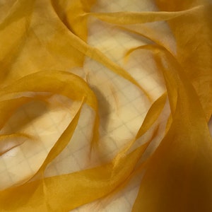 Hand Dyed POPPY ORANGE - Silk Organza Fabric