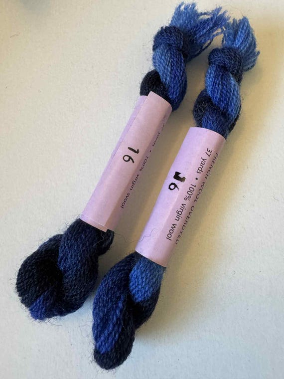 sapphire none - Two NEEDLE NECESSITIES - 100% French Overdyed Wool Skeins- Sapphire Blue #16 vintage discontinued
