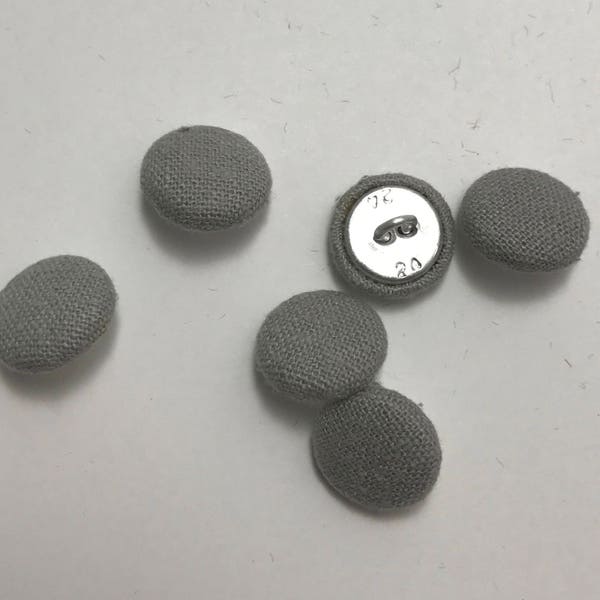 Gray SILK NOIL Fabric Buttons - Hand Made Buttons - set of 6 - 5/8"
