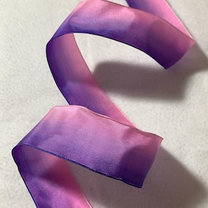 Ombre Pink & Purple Vintage French Wired Taffeta Ribbon 1-5/8&quot; wide