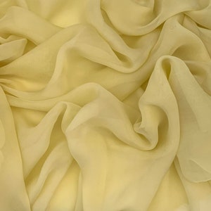 Hand Dyed BUTTER YELLOW Soft Silk Organza Fabric - 54&quot; wide