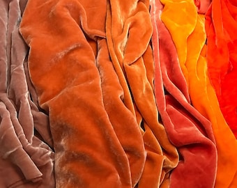 Big Orange Sample Set - Hand Dyed Silk Velvet Fabric - 1/4 Yard x 45" Each