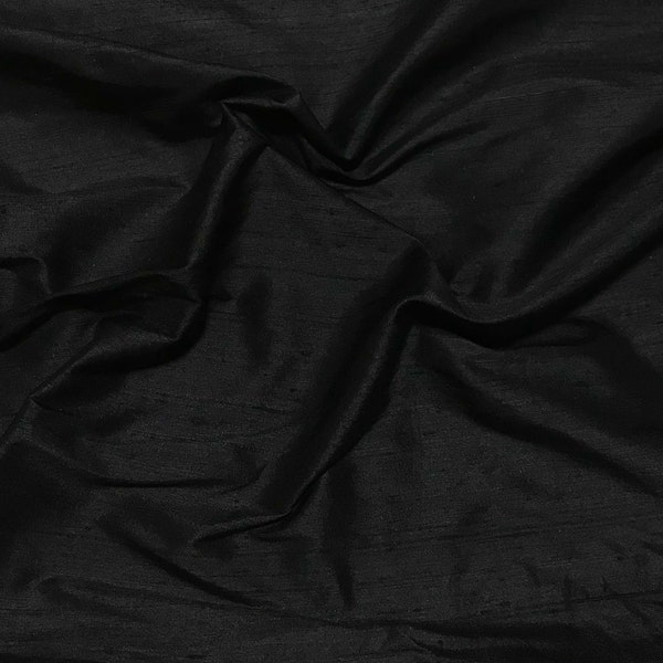 Black - Silk Dupioni Fabric