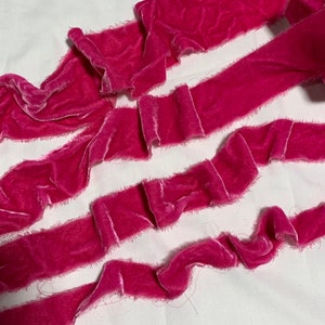 Hand Dyed POMEGRANATE PINK Silk Velvet Ribbon ( 4 Widths to choose from)