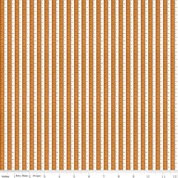 orange none - Costume Maker's Ball Tape Measure Orange - Riley Blake Cotton Fabric