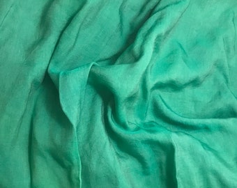 Hand Dyed EMERALD GREEN - Silk/Cotton Sateen Fabric