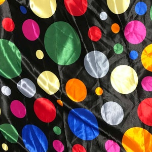 Multi Colored Polka Dots - Faux Silk Charmeuse Satin Fabric