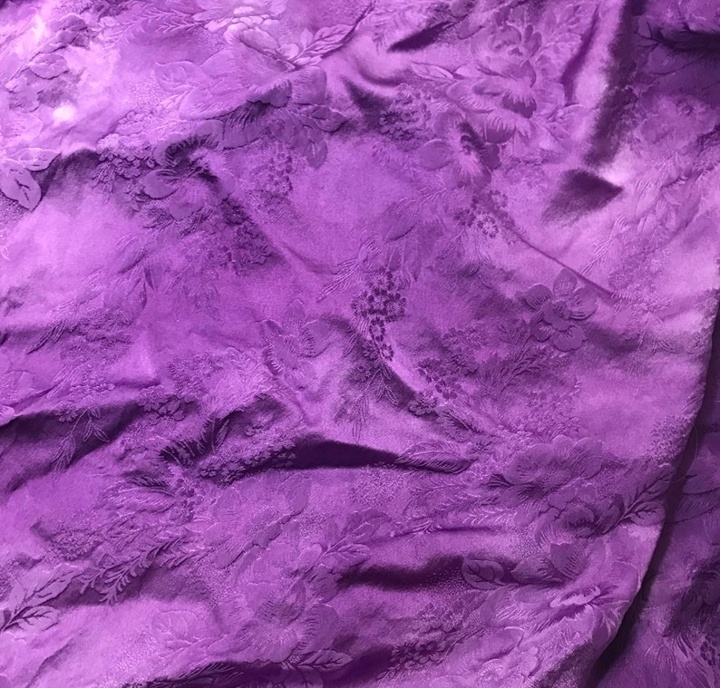 Hand Dyed PURPLE FLORAL Silk Jacquard Fabric 1/4 Yard x | Etsy