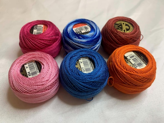 rust none - lot of 6 DMC 116 8 Perle Cotton Thread Balls; Size 8 brand new Pink Teal Rust #168