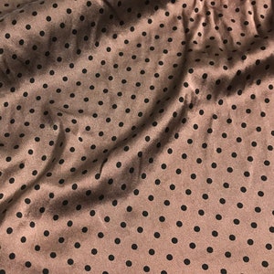 Hand Dyed Silk CHARMEUSE Fabric Mahogany Brown & Black Small Polka Dots