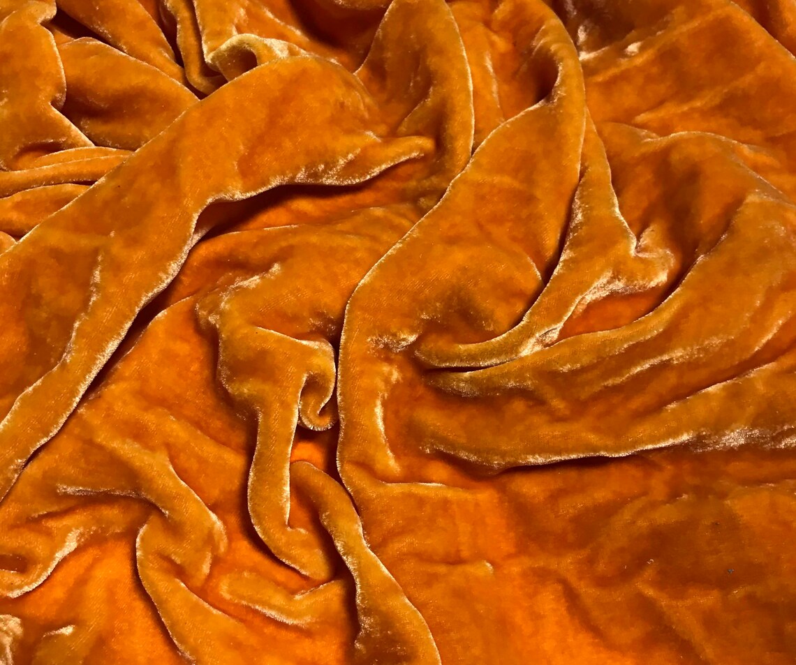 SAFFRON ORANGE Hand Dyed Silk Velvet Fabric Etsy