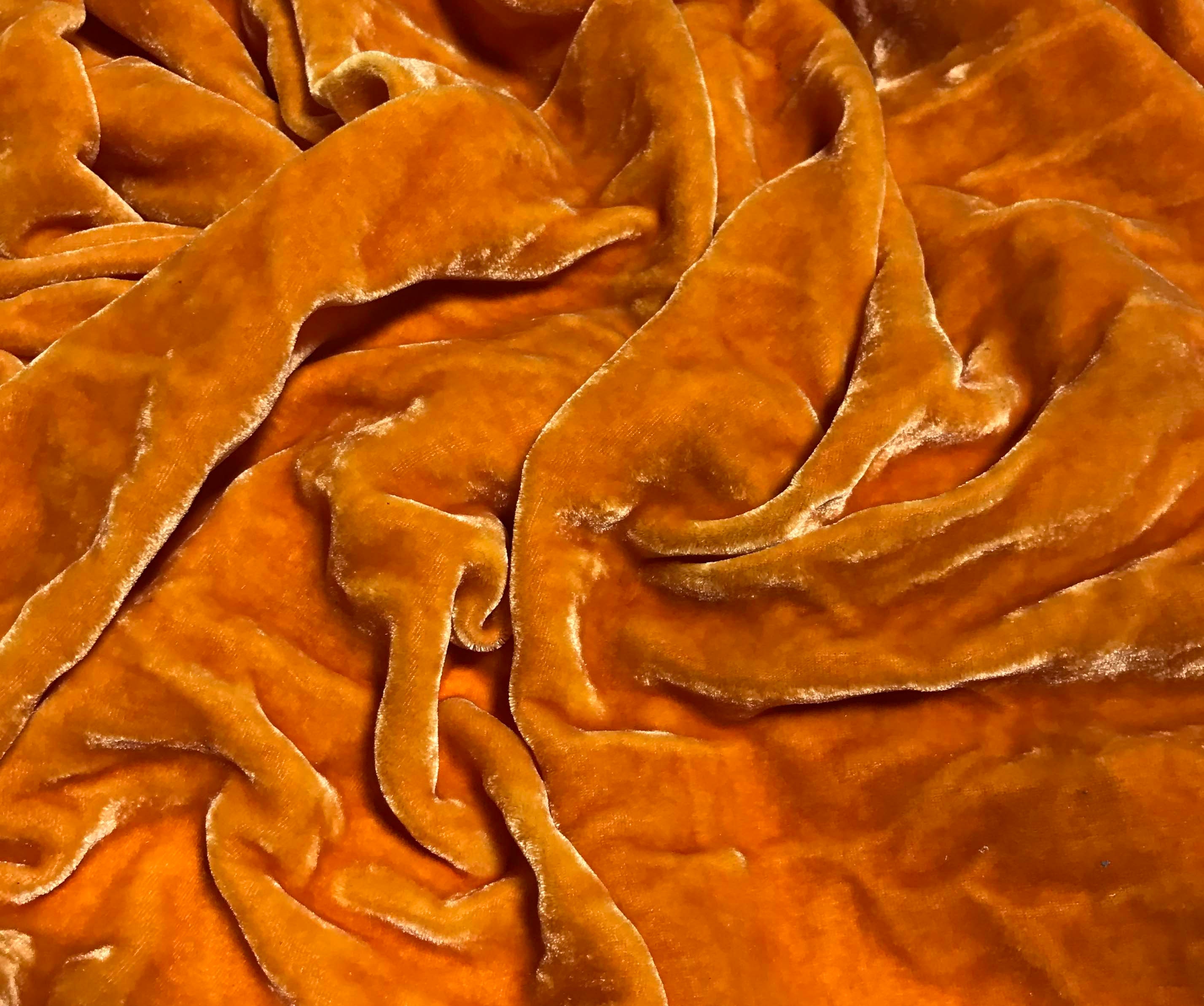 SAFFRON ORANGE Hand Dyed Silk Velvet Fabric Etsy