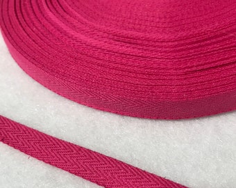 Fuchsia Pink Cotton Twill Tape 7/16" / 11mm width - Made in France - 3 Yards-