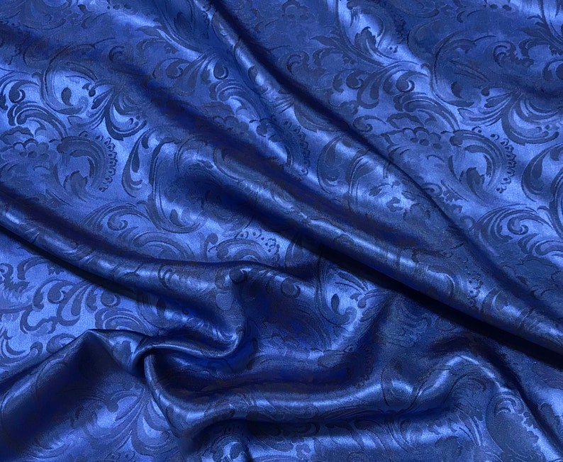 Royal Blue Scroll Silk Jacquard Fabric - Etsy