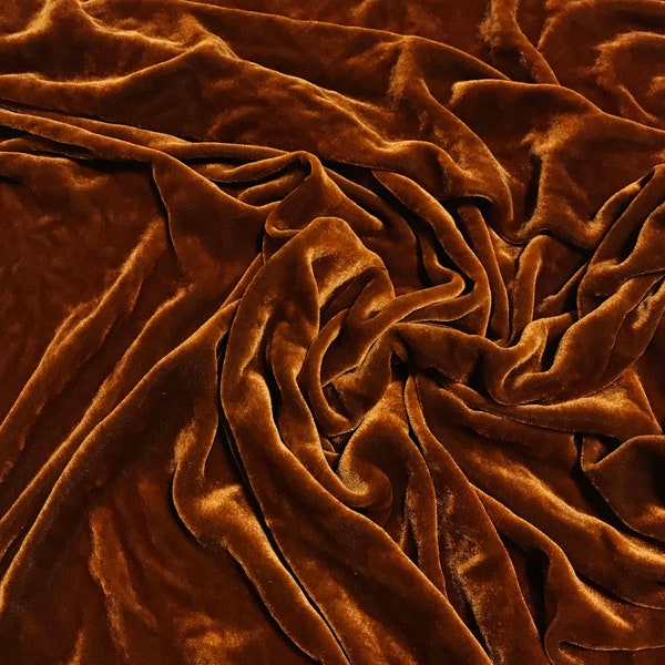 BURNT ORANGE Hand Dyed Silk Velvet Fabric