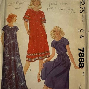 Vestido de casa McCall&#39;s vintage de 1982, Mumu, Muu Muu, patrón n.° 7888, talla pequeña