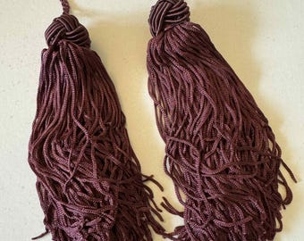 Burgundy Red 6" Bell Tassel Fringe Vintage New by Conso Set of 2