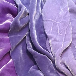 Pastel Purple Sample Set Hand Dyed Silk Velvet Fabric | Etsy