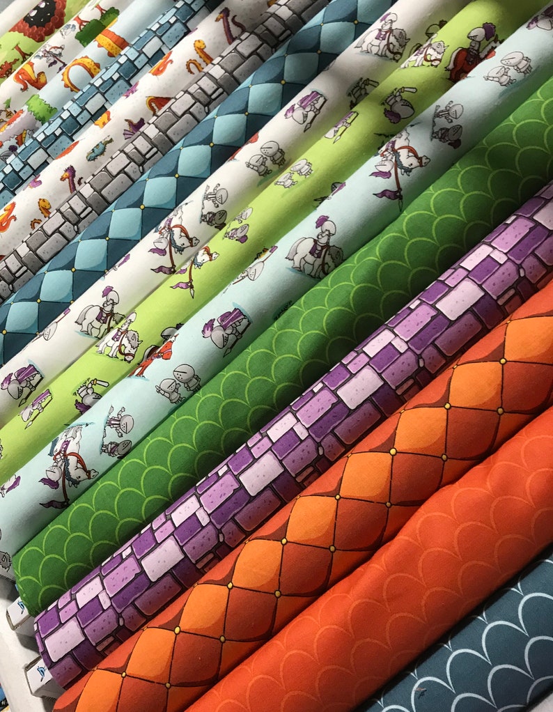 Cotton Fabric Fat 14 Set 22 Pcs Dragons by Ben Byrd for Riley Blake Designs