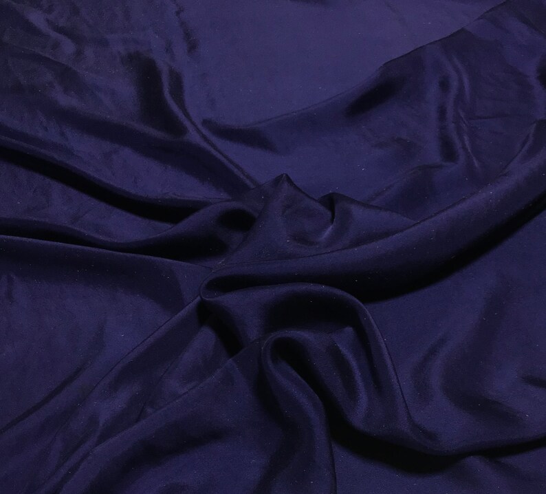 MIDNIGHT BLUE Hand Dyed Silk Twill Fabric image 2